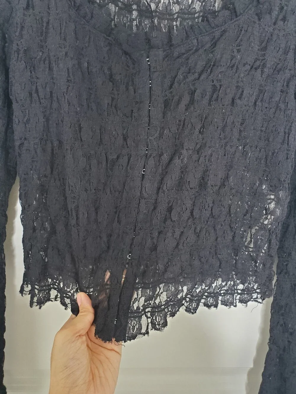 Free People Revolve Madison Black Smocked Lace Bell Sleeve Long Sleeve Top